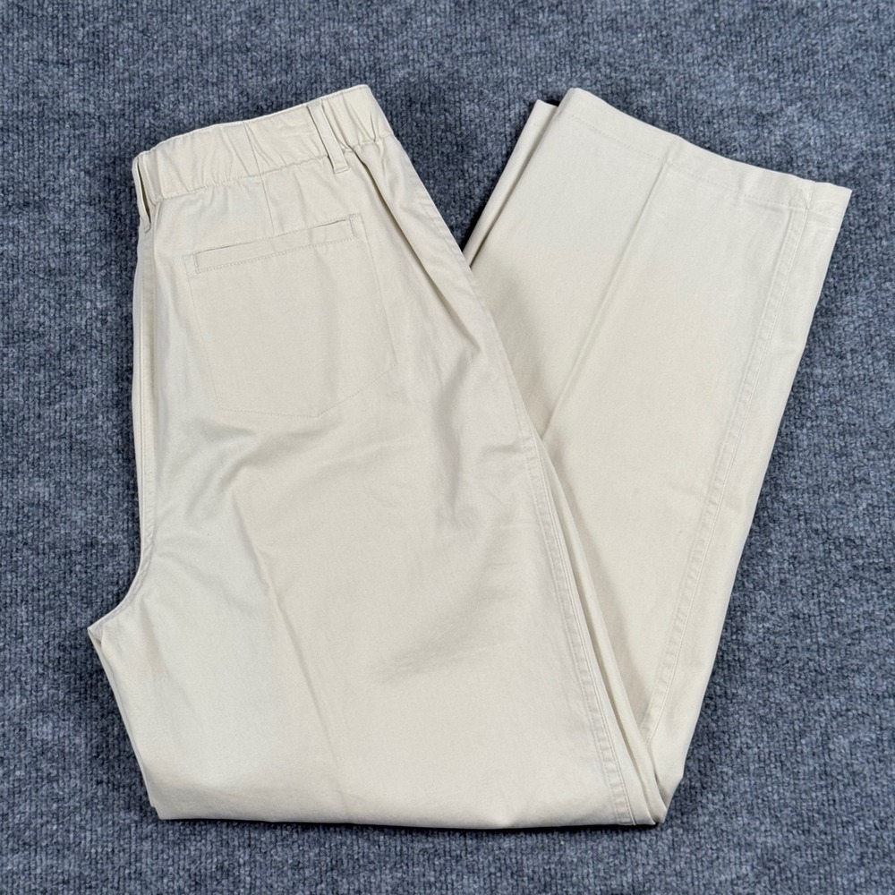 Talbots Size 10 Beige Elastic Waist Cropped Pants Office Travel Neutral Workwear